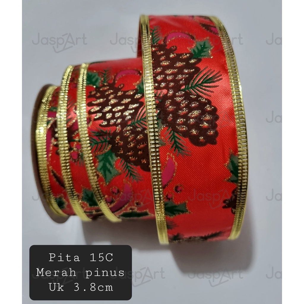 

Pita Glitter Natal Pinggir Kawat Pita Parcel Pita Christmas Pita Hiasan C Lebar 3.8 Cm