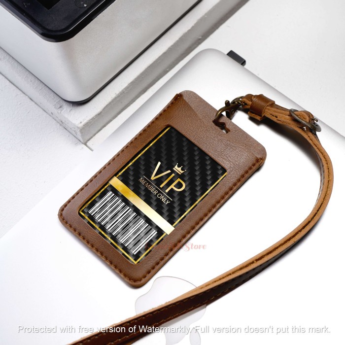 

JUAL Name Tag ID Card Holder Kulit Kalung Identitas Model Ershi