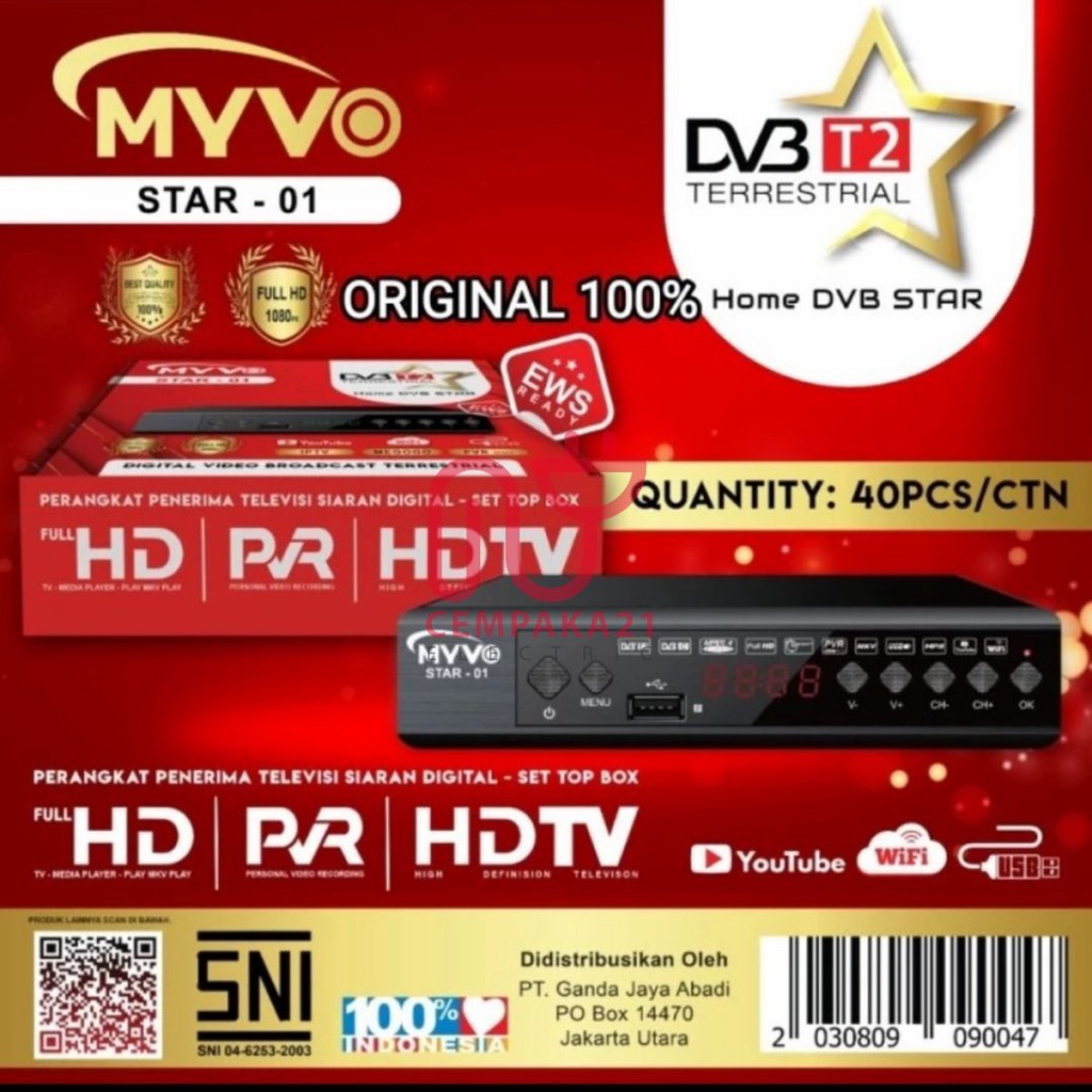 Myvo STB DVD Star-01 Set Top Box TV Digital Terrestrial Receiver EWS