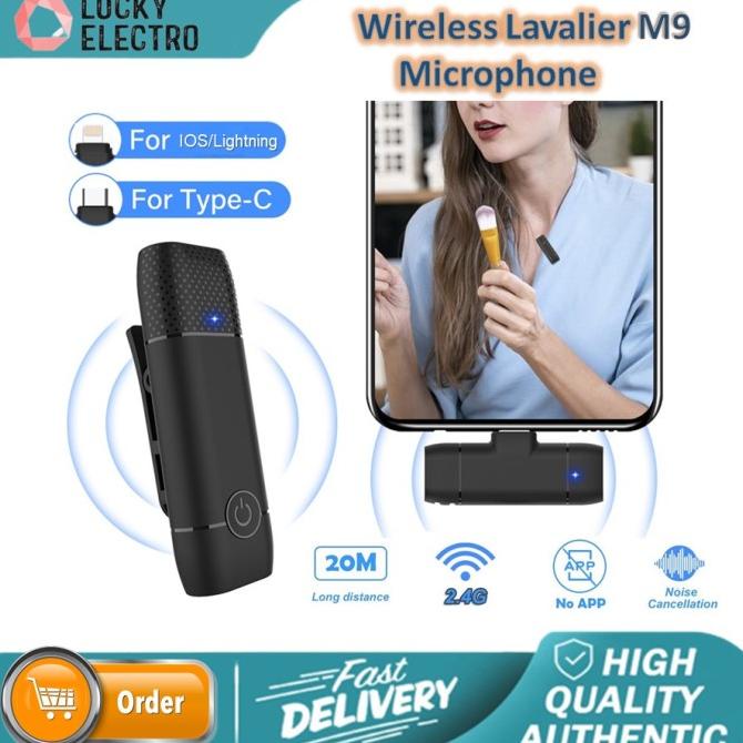 M9 Microphone Lavalier Wireless Clip On Smartphone Android Type C IOS