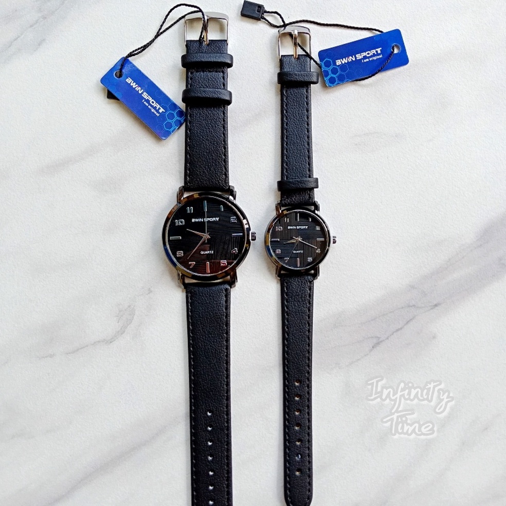 Paling Laris.. Jam Tangan Couple Awin Bwin Sport M1023G M1023L Cowok Cewek Analog Strap Leather  Kua