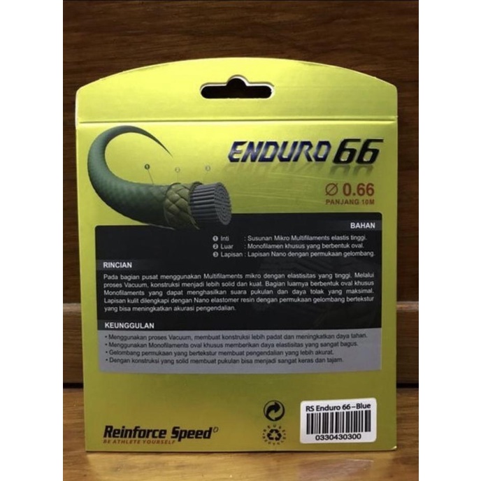 Discount Senar Raket Badminton Rs Enduro 66 Original Baru