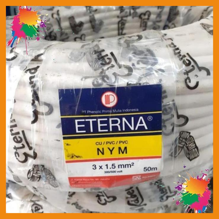 kabel nym 3x1.5 eterna tembaga 1 roll 50mtr [hts]