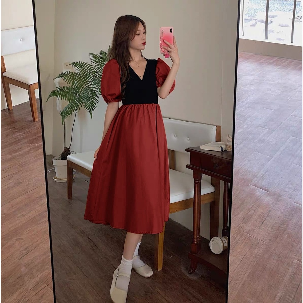 Dress Wanita Terbaru 2023 Korean Style Viral Kondangan Elegan Baju Muslim Brokat Keluarga Couple Bor