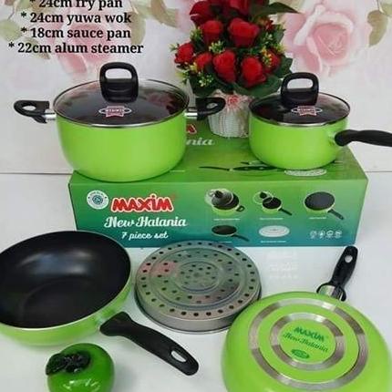 Maxim New Halania Panci Set Peralatan Masak 7 In 1 Anti Lengket