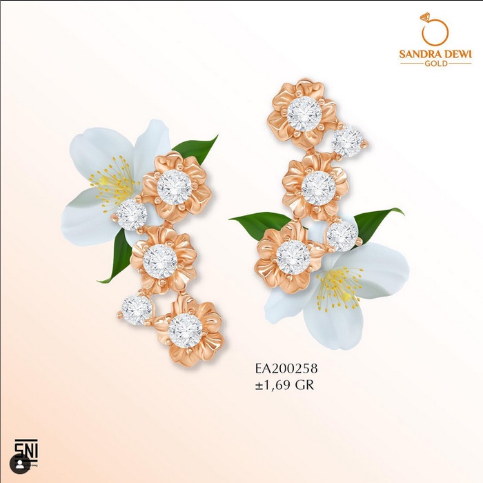 ✨Termurah Giwang Anting Tusuk Emas Sandra Dewi Gold Jasmine Collections Bunga Limited