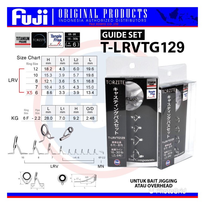 ✨Ori Ring Fuji Rod Component Torzite Guide Set T-129 Jigging Atau Overhead Terbaru
