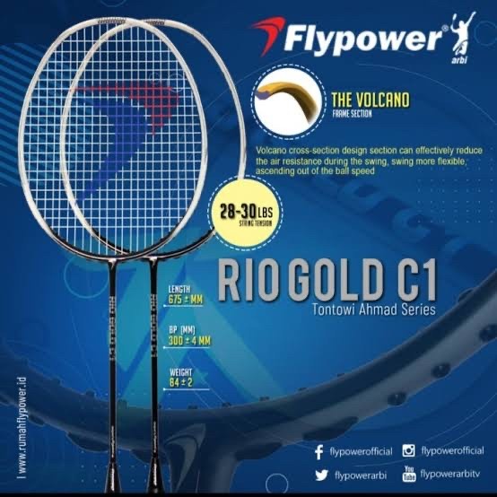 [Best Seller] Raket Bulutangkis Flypower Rio Gold C1 Original Terbaru