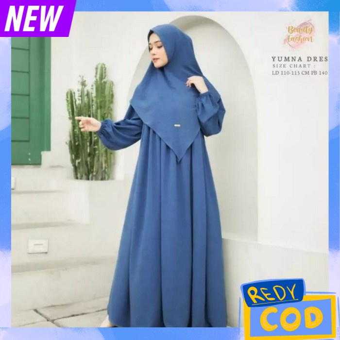 Set Gamis Dan Kerudung Gsmis Khimar Gamid Premium Kerudung Bahan Adem Syar'I Wamita Dress Elegan Pes