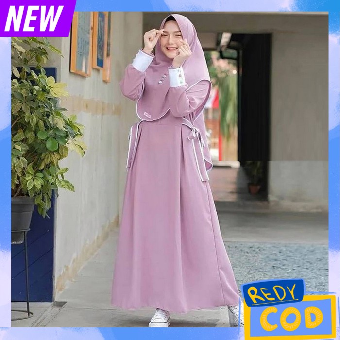 Set Gamis Kerudung Syar'I Terbaru Lebaran 2024 Stlan Cewek Dan Kerudung Wamita Dress Pesta Kondangan
