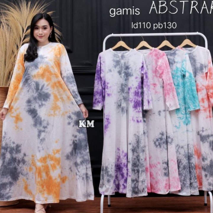 K4☀1% Daster kaos Batik Lengan Panjang Busui Jumbo Pelangi polka Tie Dye Terbaru Dress Wanita Remaja