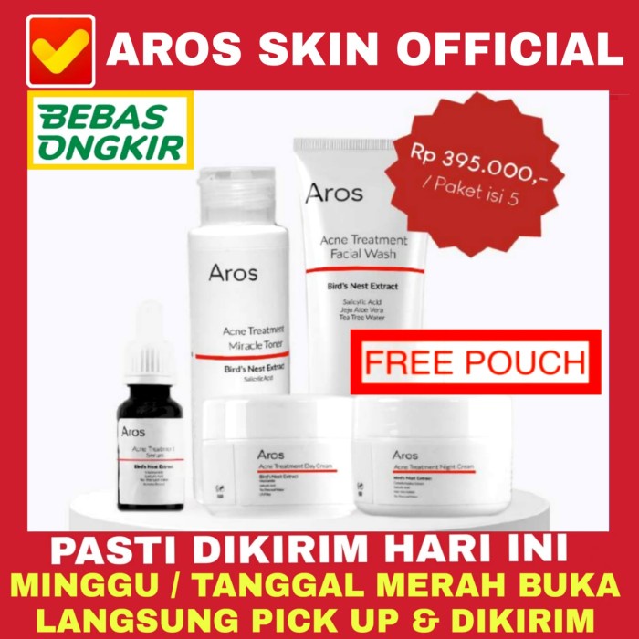 [Original] Aros Skin Paket 5In1 Acne Treatment Series Skincare Glowing Whitening Diskon