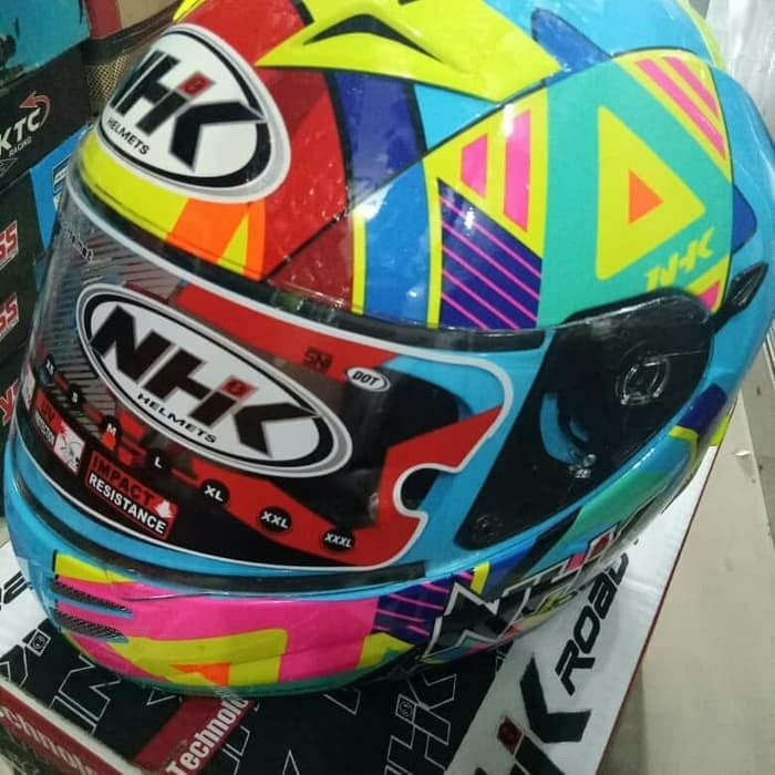 [New Ori] Helm Nhk Terminator Pighment Fluo Biru Lis Pink Terbaru