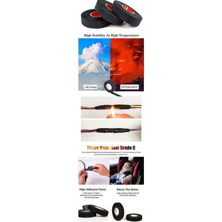 Bisa Cod Tape Perekat Coroplast Tahan Panas / Api Panjang 15M Untuk Pelindung Kabel Harness Mobil Mu