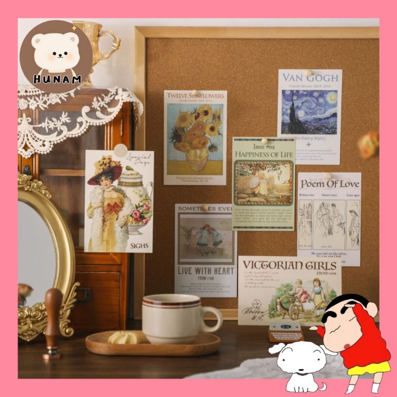 

HUNAM 30 Lembar/Pak Kertas Dekorasi Tema Retro Untuk Dekorasi Scrapbook/ Jurnal/ Planner DIY