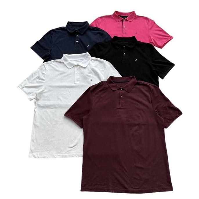 Nautica Classic Fit Stretch Pique Polo Shirt Original Pria Kaos Kerah