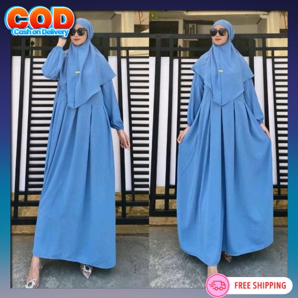Gamid Kerudung Syar'I Bsju Games Pesta Kondangan Dres Korea Style 2In1 Branded Ibu Ibu 1 Set Gamis S