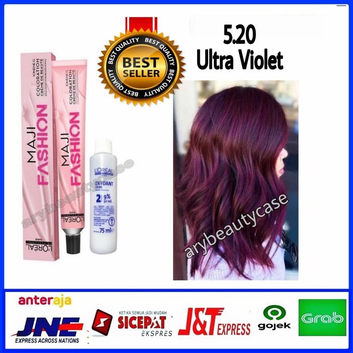 L'oreal maji Cat Rambut pewarna rambut loreal 5.20 + oxidant