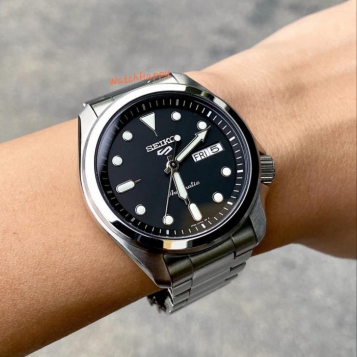 ✅Ori Seiko 5 Sport Srpe55K1 Srpe55 Srpe55K Black Dial Stainless Original Terbaru