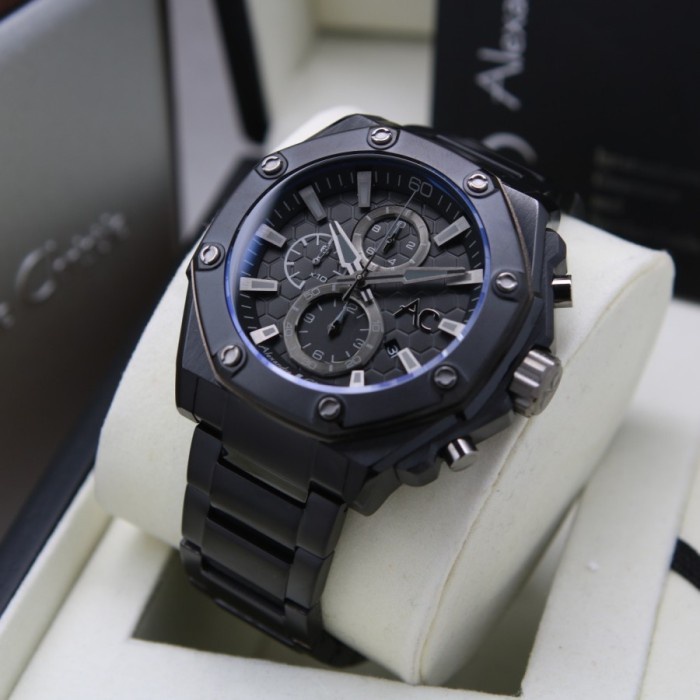 ✅Ready Jam Tangan Pria Original Alexandre Christie Ac-9601 Rantai Full Black Berkualitas