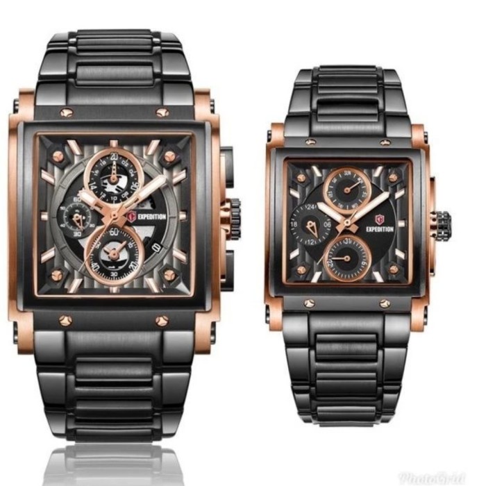 ✅Ori Jam Tangan Couple Expedition Original E6731 Black Rosegold Bisa Gojek