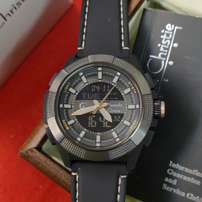 ✅Sale Jam Pria Dual Time Original Alexandre Christie Acf 9374 Mh Terbaru