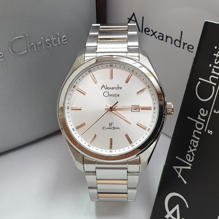 ✅Ready Jam Tangan Pria Alexandre Christie Original Ac8591 Silver Gold Terbaru