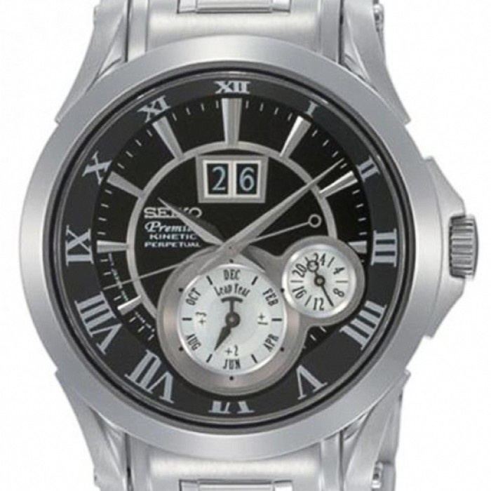 ✅Ori Seiko Snp021P1 Premier Kinetic Perpetual Silver Black Berkualitas