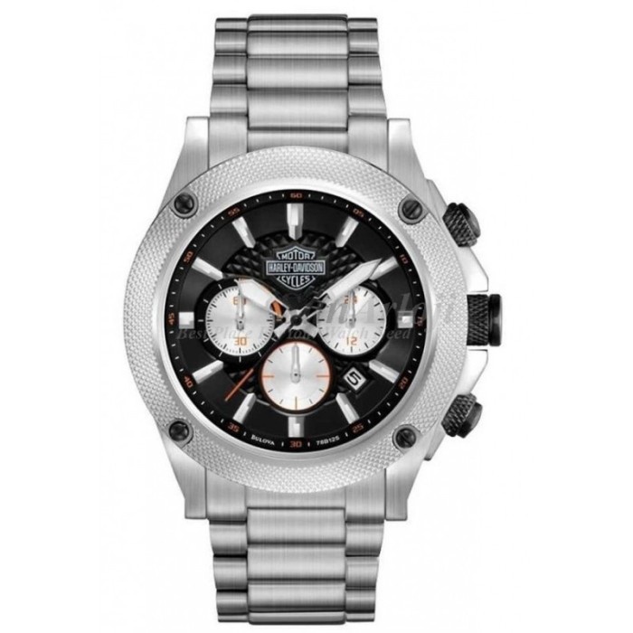 ✅Original Harley Davidson Men'S Bulova Stainless Steel Bracelet Chronograph Watc Berkualitas