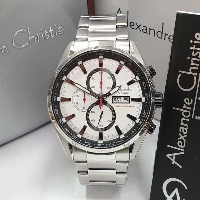 ✅Sale Jam Tangan Pria Alexandre Christie Original Ac 6495 Mc Silver White Bisa Gojek