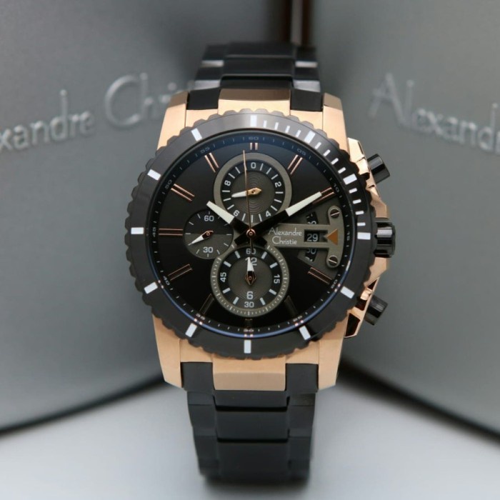 ✅Ready Jam Tangan Pria Alexandre Christie Ac6532 Ac 6532 Rosegold Black Ori Limited