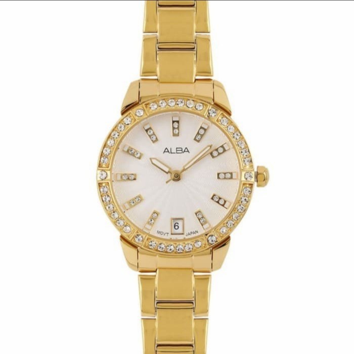 ✅Baru Alba Wanita Original Ag8H02X1 Gold Stainless Steel Ag8H02 Terbaru