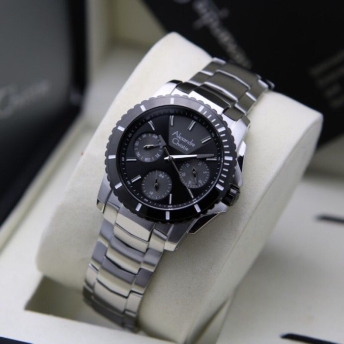 ✅Baru Jam Tangan Wanita Alexandre Christie Ac 6455 Ac6455 Silver Black Terbatas