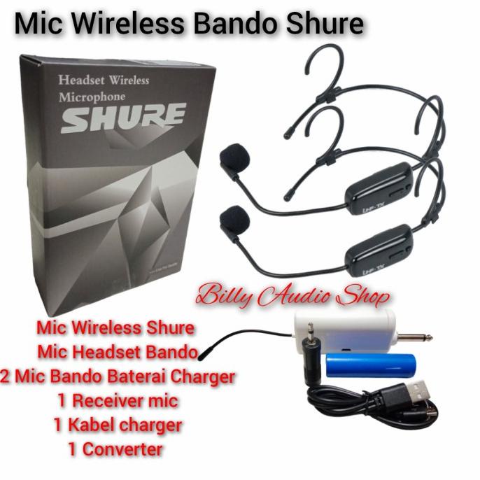 Promo Mic Wireless Shure Headset Bando 2 Mic Charger