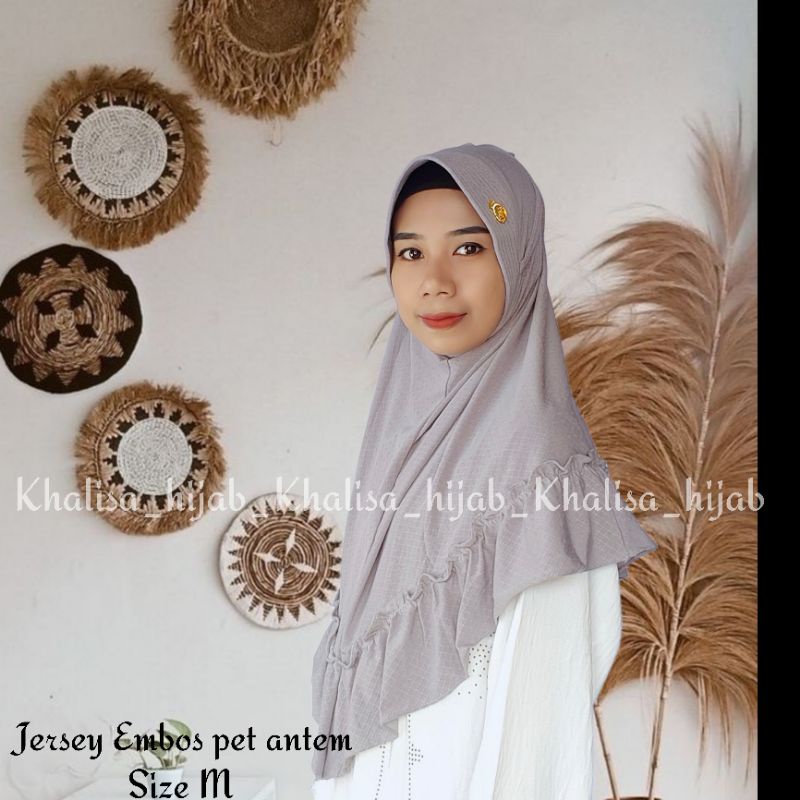 Bergo jersey embos instan/ Jilbab instan embos Khalisa Hijab