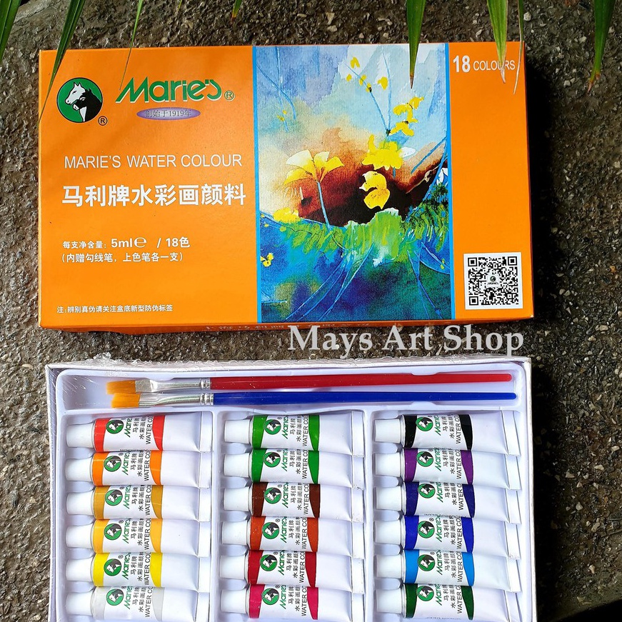

(B23✪) Maries Watercolor 18x5ml dan 12 x 5ml / Cat Air Maries 18 dan 12 Warna / Watercolour E1327.!!