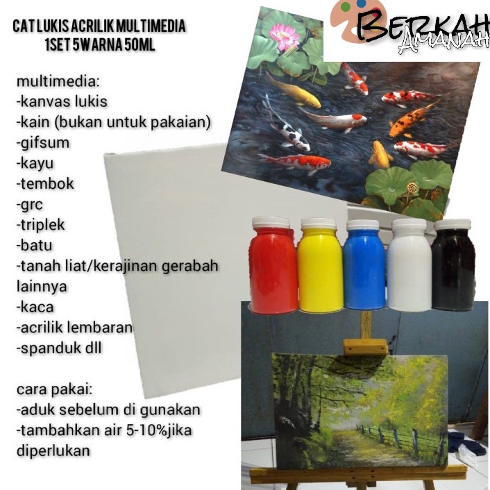 

(P34❣) cat lukis 1set 5warna 50ml multymedia.