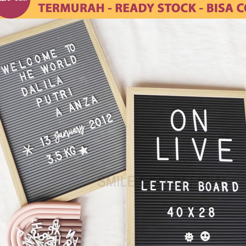 

(A59-✯> SMILE GIRL OFFICIAL | Grosir Murah - Papan Nama Bayi Size 40x28cm / Letter Board Kekinian Sudah Include Huruf☑.