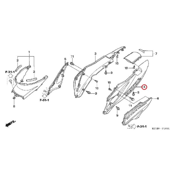 Cover Body Kiri (Orange) Supra X 125 - 64420KTM850FMR ORIGINAL
