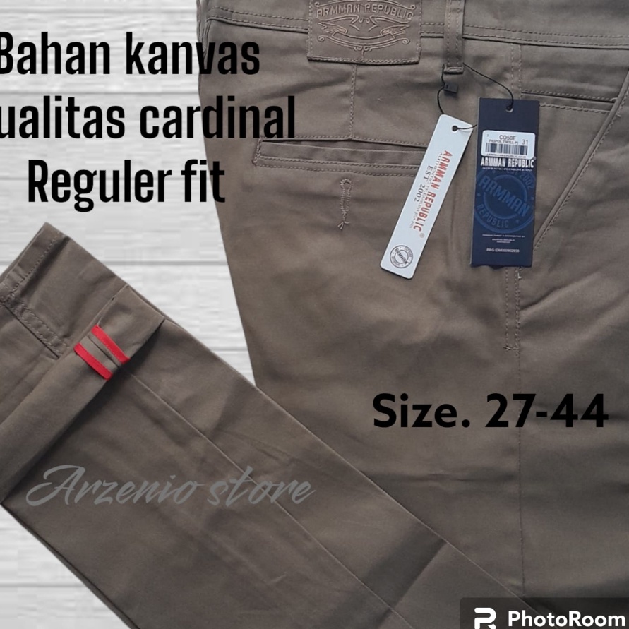 (E45H♥&gt; Celana Panjang Pria Chinos Premium Original 100% bahan kanvas cardinal arman republic Jumbo 27 Sampai Big size 44☞