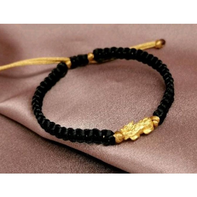 [P49-➤] Gelang Charm Jilin / Pixiu / Naga Emas kadar 24k HK Hongkong 999.9% 9999 & Gelang Tali Serut