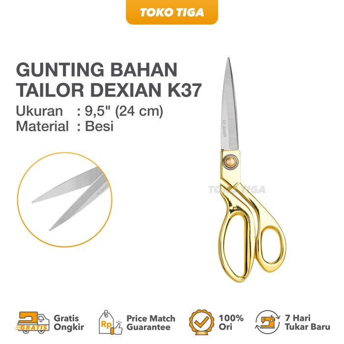 

Gunting Emas K37 / Gunting Kain Tailoring Scissors 9,5 Inch DeXian