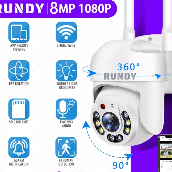 (R41-✪&gt; IP Kamera Outdoor CCTV Wifi 1080P Waterproof Camera CCTV PTZ Tanpa Kabel Jarak Jauh Pantau Hp Onvif Rundy☼..