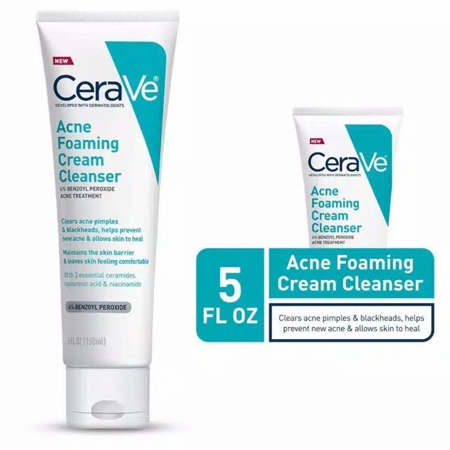 [Original] Cerave Acne Foaming Cream Cleanser With Benzoyl Peroxide Berkualitas