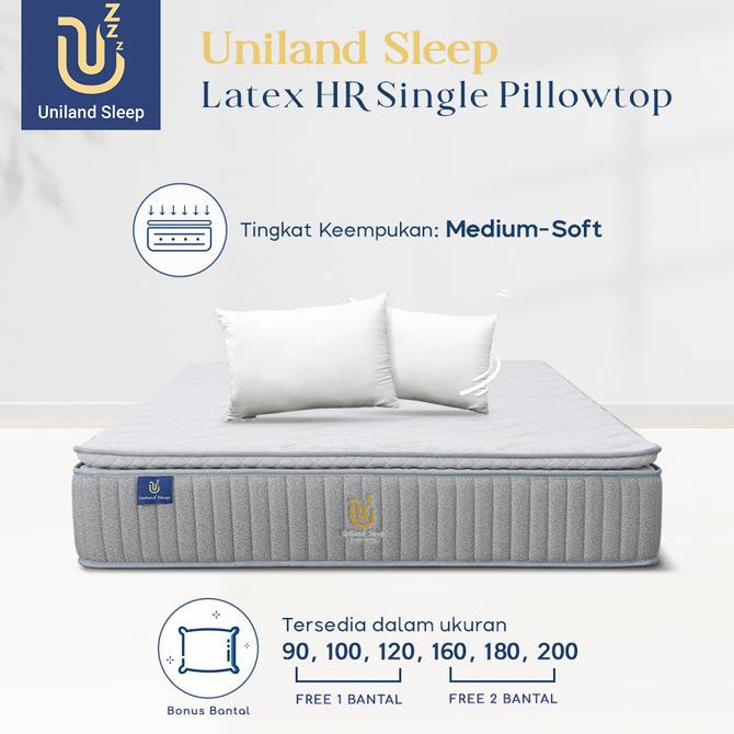 Kasur Pocket Spring Bed Latex HR Single Pillowtop 30cm Uniland Sleep