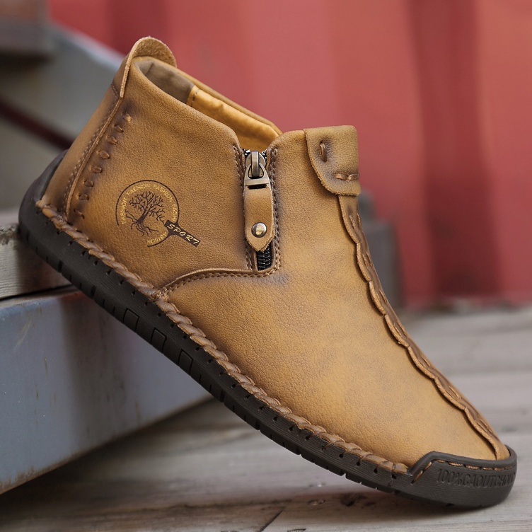 Diskon Promo Sepatu Boots Pria Casual Import Handmade Keren Original Kulit Asli Boots Resleting Tanpa Tali Formal Kerja Kuliah 150