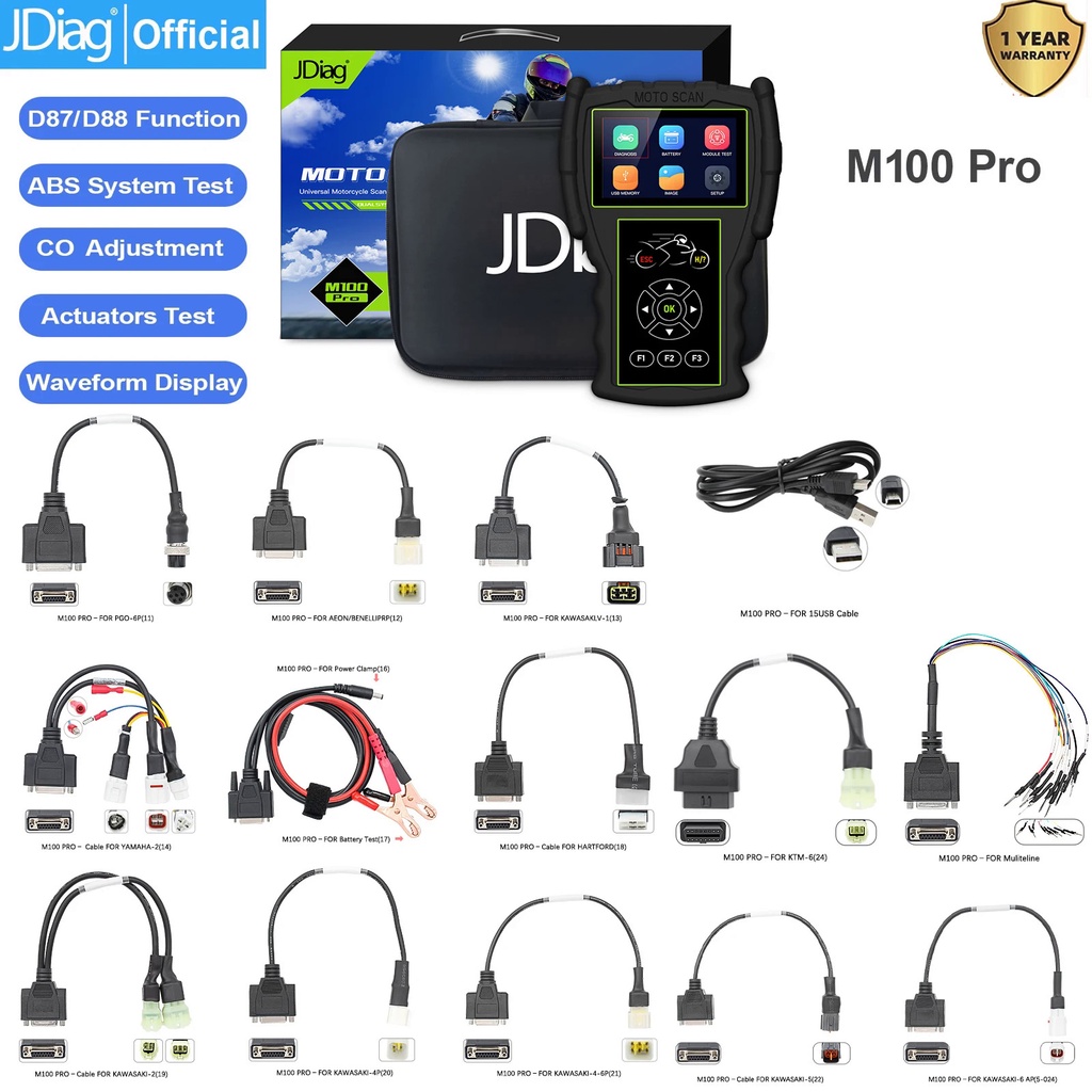 ❤JDiag M100 Motorcycle Handheld ScannerMultilingual Diagnostic Tool Universal 2 in 1 Scanner Motor S