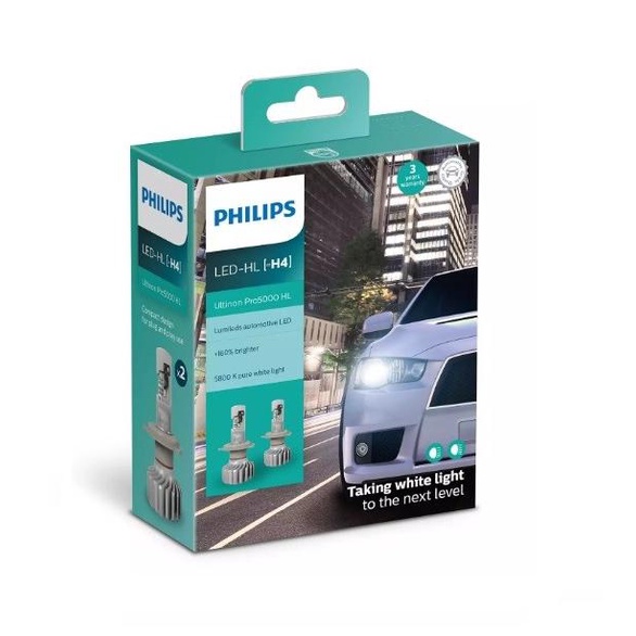 Philips Ultinon Pro5000 LED 5800K H4 Bohlam Lampu Mobil Putih