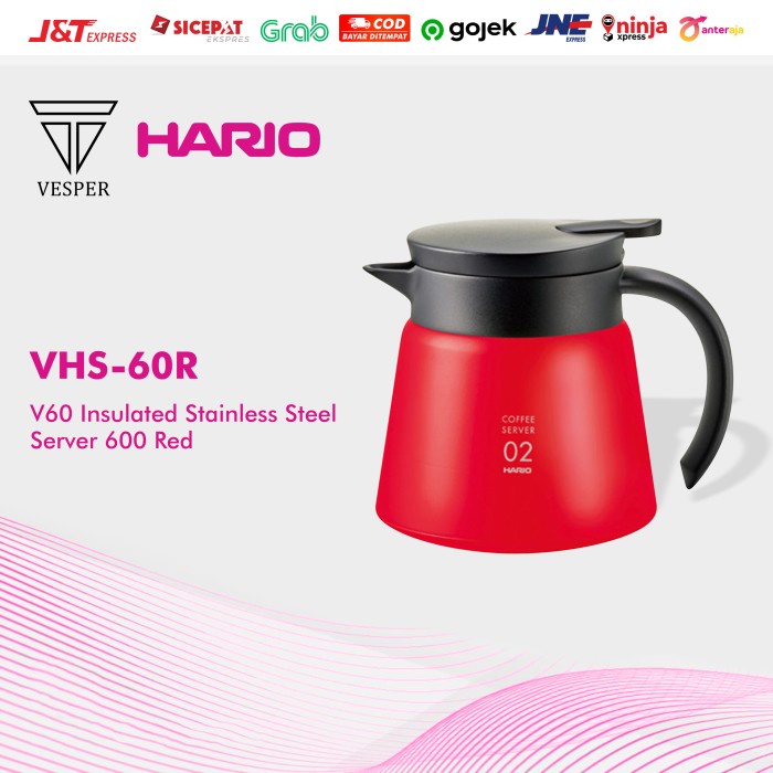 [New] Hario V60 Insulated Stainless Server Red 600Ml Berkualitas