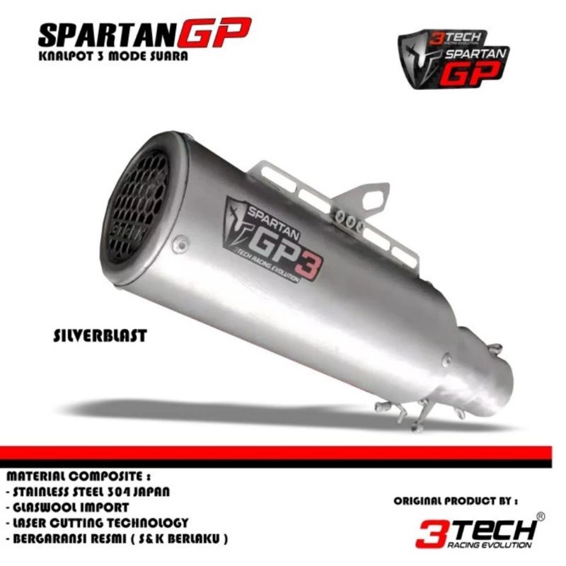 Knalpot 3 Suara SPARTAN GP3 FULLSISTEM Knalpot Hybrid 3 Mode Suara Original